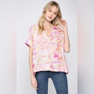 Karlie oversized linen v neck top